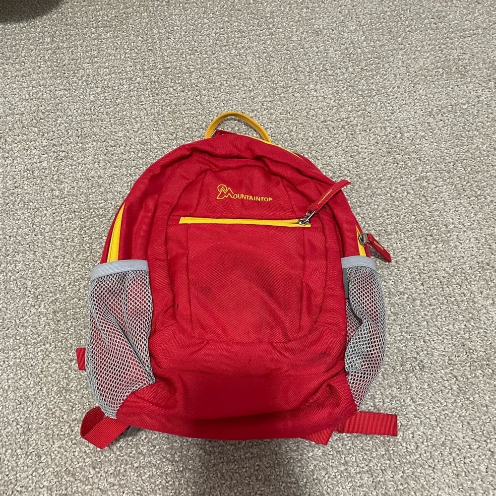 Red MountainTop Backpack with Gray Mesh Pockets